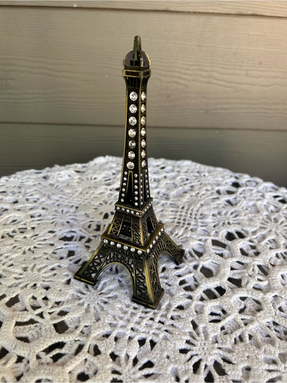 Eiffel Tower Figurine with Clear Rhinestones